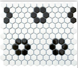 Roca CC Mosaics Hexagon 1" Black & White Flower